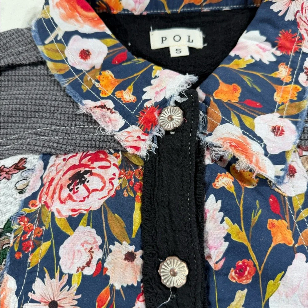 POL Black Floral Patchwork Utility Jacket - Picture 12 of 16